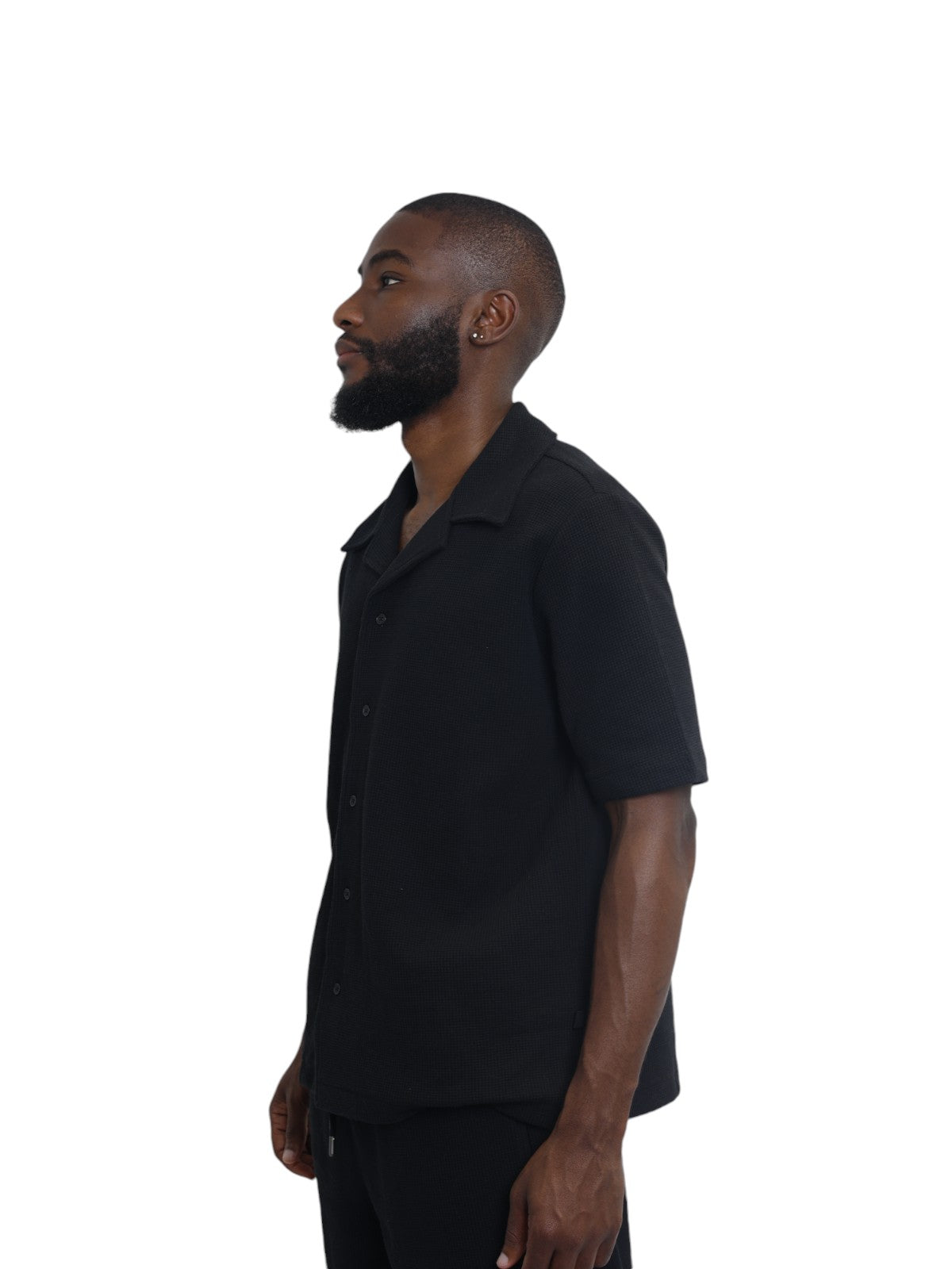 Capone Shirt Textured Basic Black-AL Capone Premium