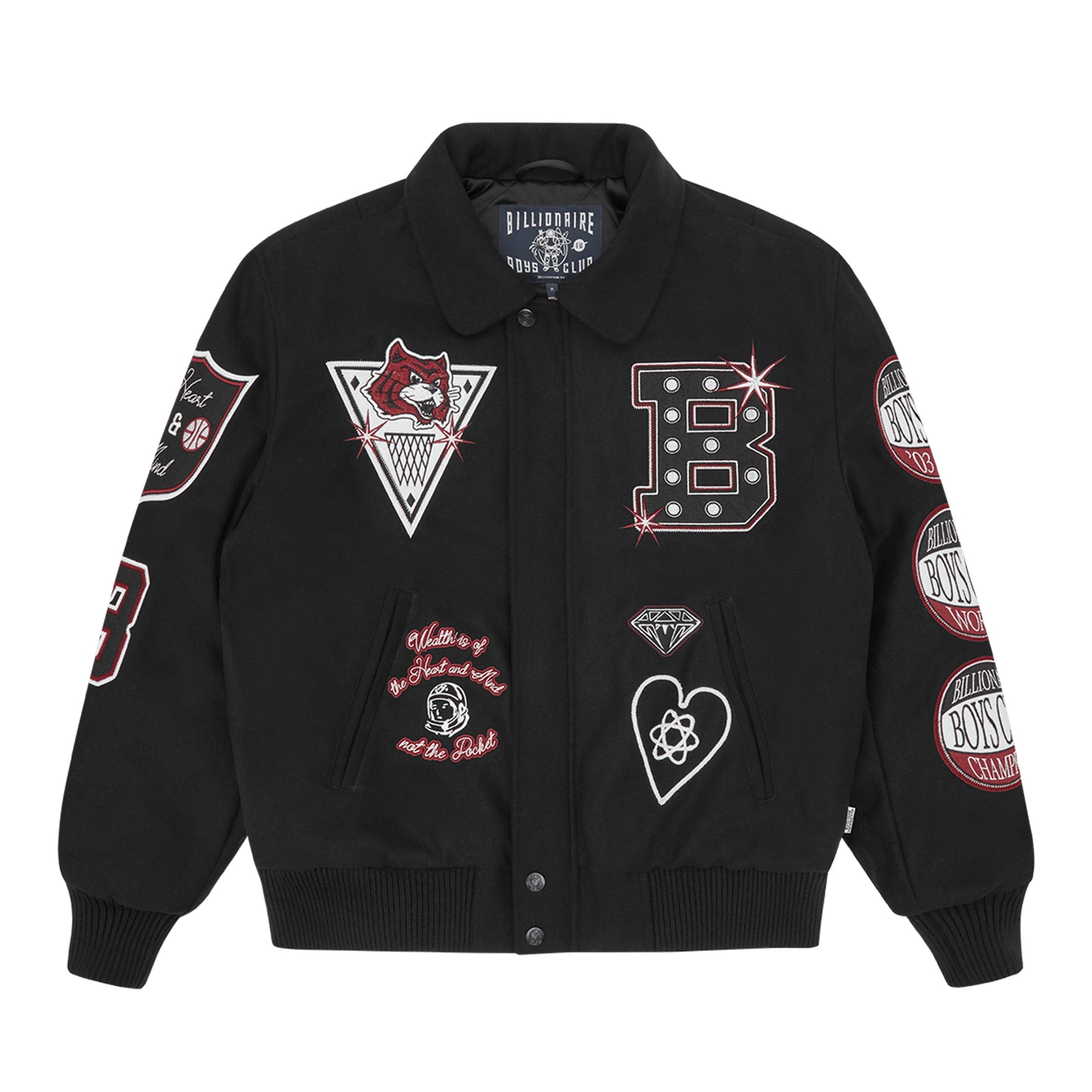Billionaire Boys Club Alumni Collared Varsity Jacket Black-AL Capone Premium