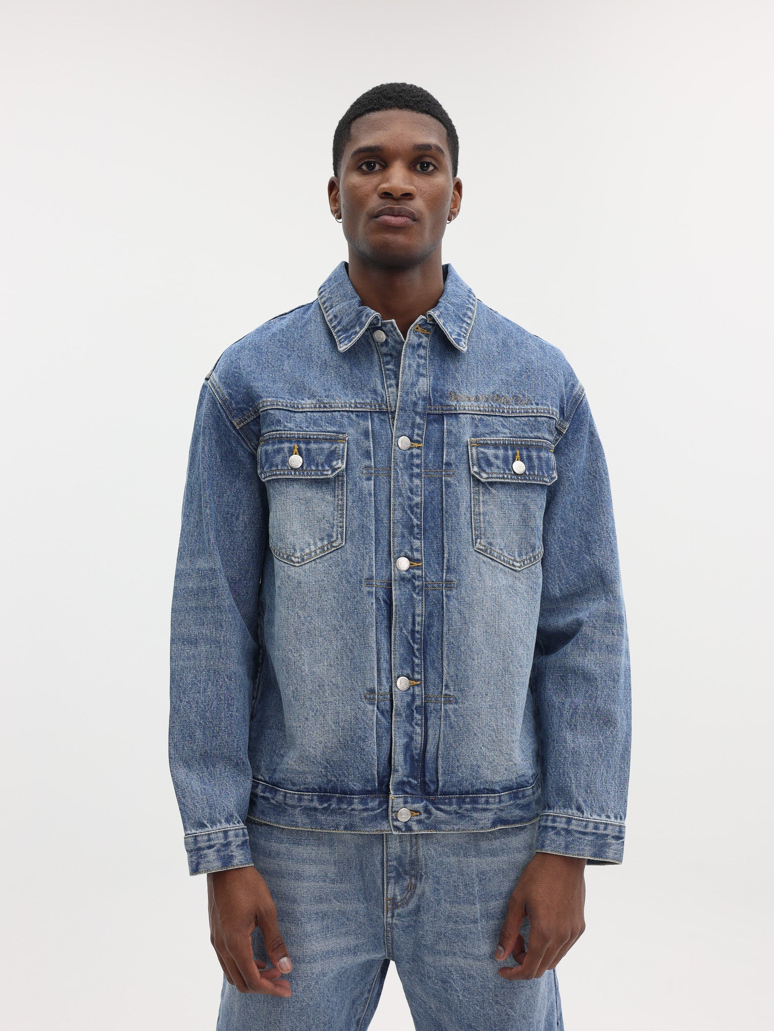 Billionaire Boys Club Script Logo Denim Jacket Mid Wash Blue-AL Capone Premium