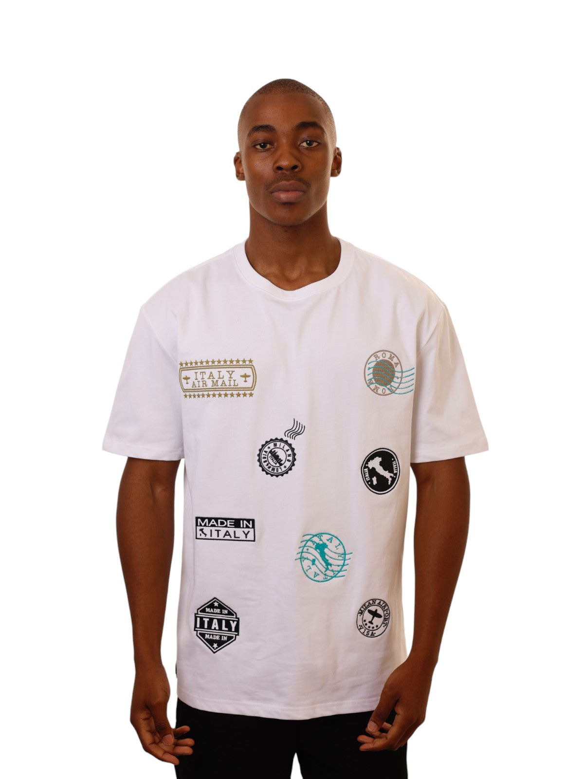 Capone T-Shirt Embossed Stamps White-AL Capone Premium