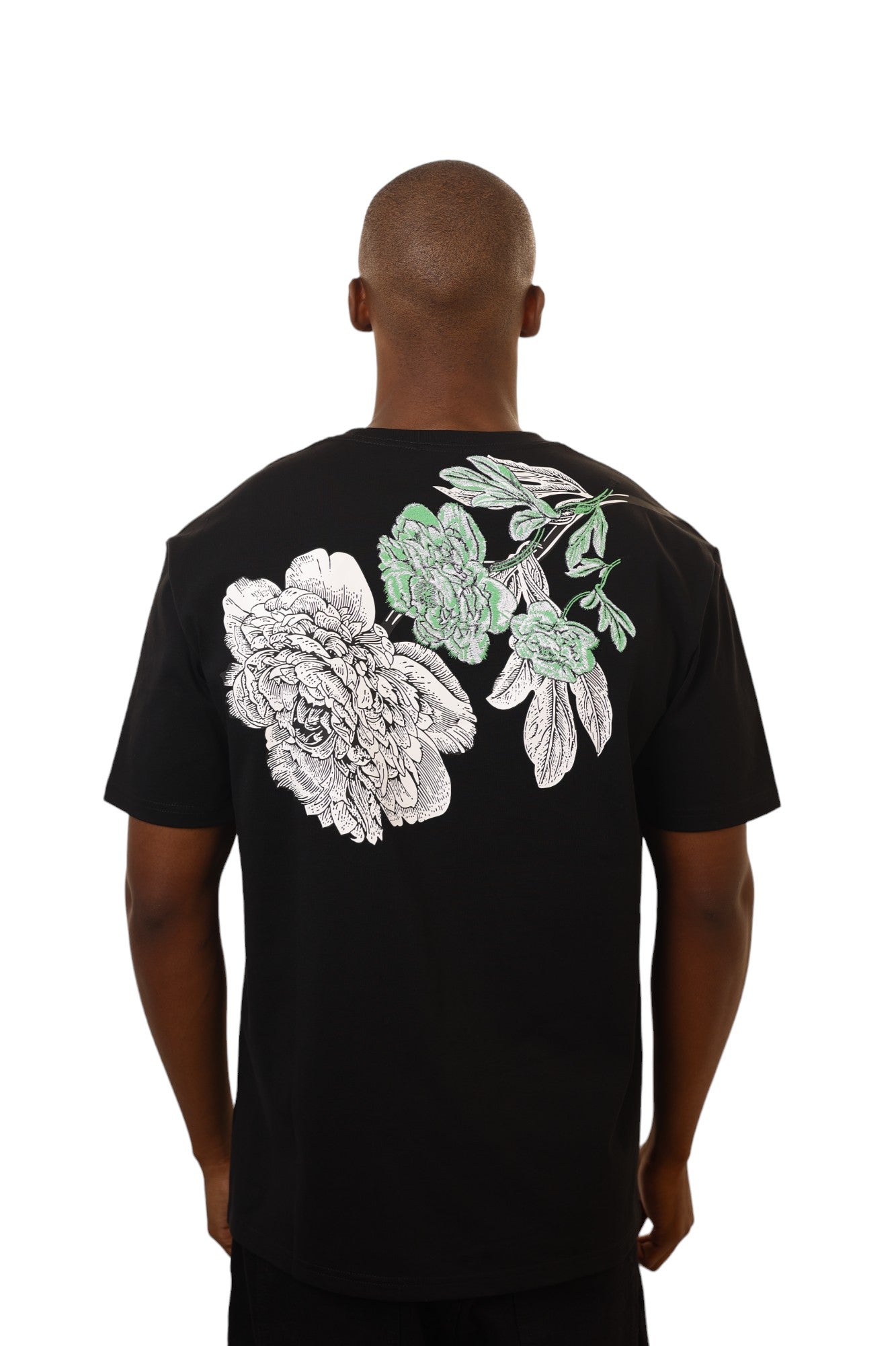 Capone T-Shirt Xiv Flower Emroidered Black-Green