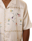Capone Shirt Floral Embroidered Beige-AL Capone Premium