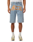 Icecream Running Dog Denim Shorts Heavy Wash Blue