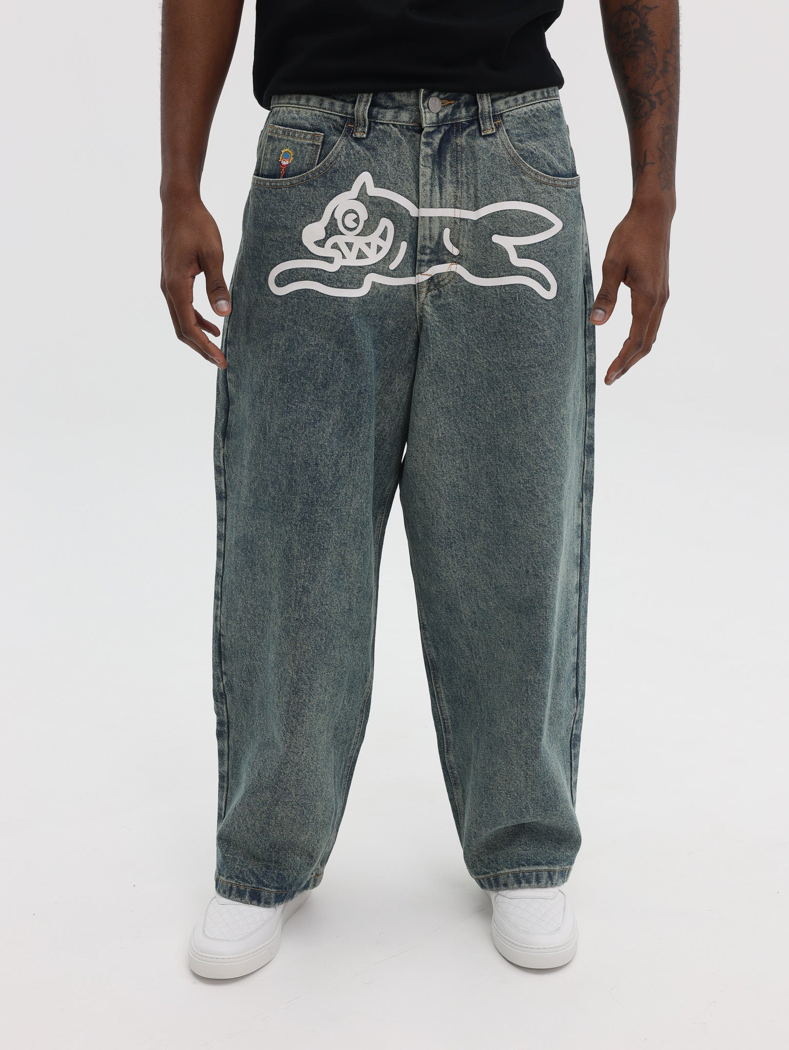 Ice Cream Running Dog Triple Scoop Denim Pants Vintage Wash - AL