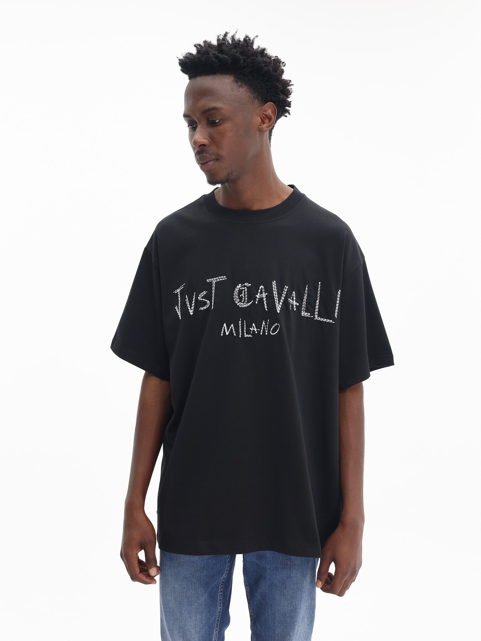 Just Cavalli T-Shirt Embroidery Logo Black-AL Capone Premium