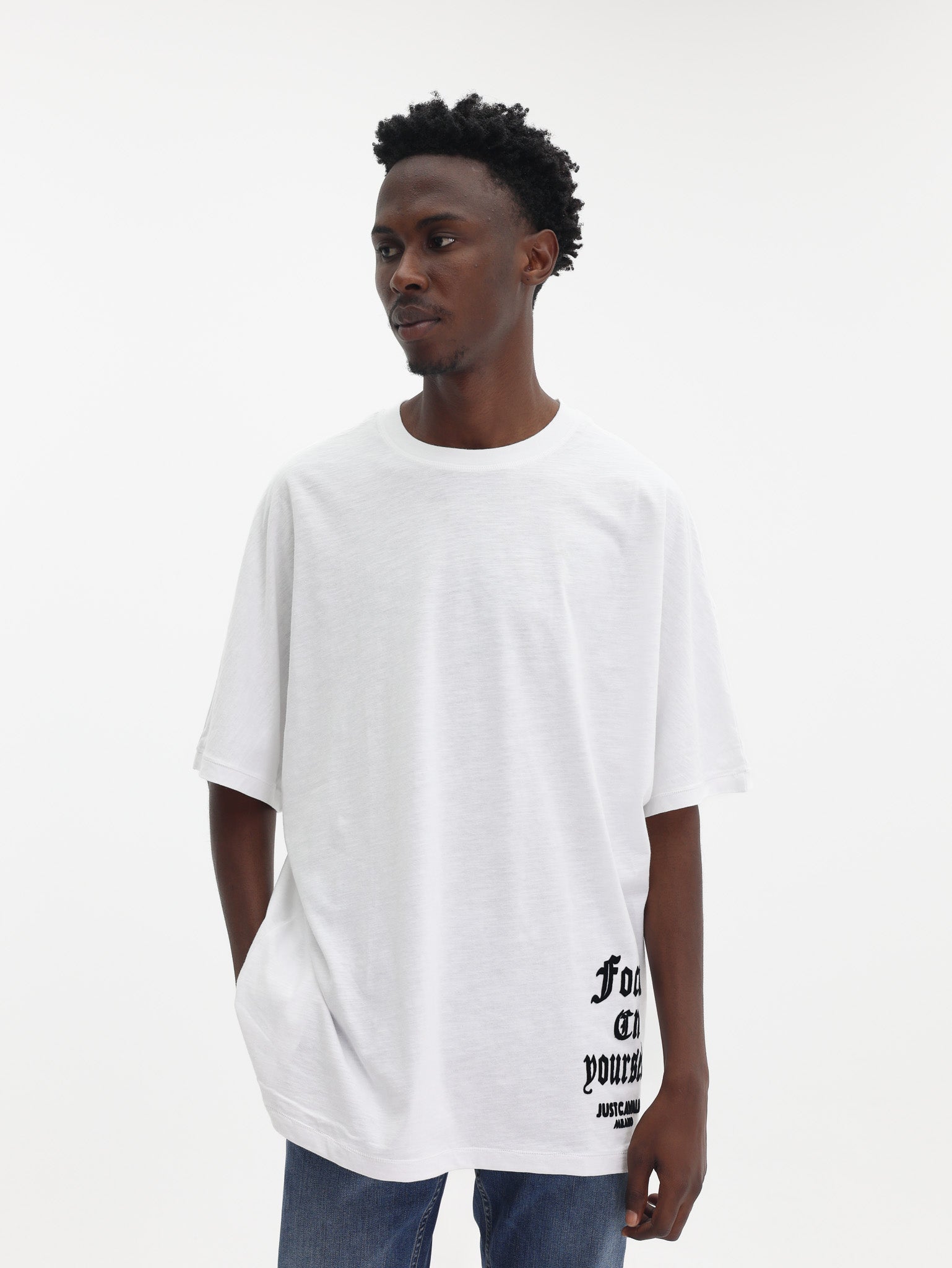 Just Cavalli T-Shirt Slub Back Print Leo White-AL Capone Premium