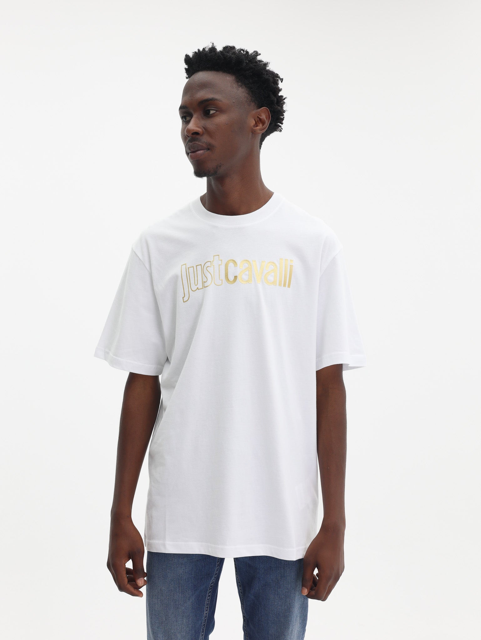 Just Cavalli T-Shirt Logo Gold Mat White-AL Capone Premium