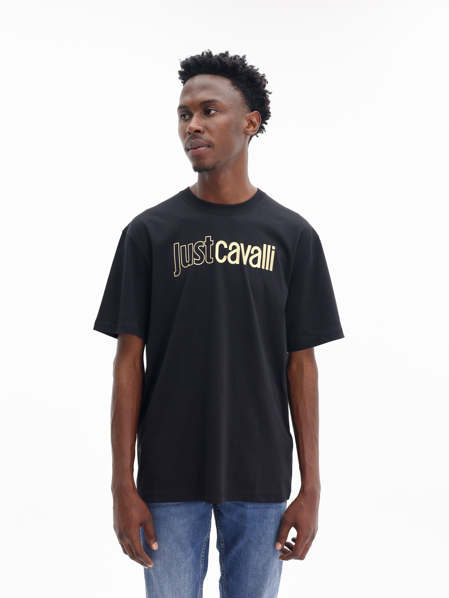 Just Cavalli T-Shirt Logo Gold Mat Black-AL Capone Premium