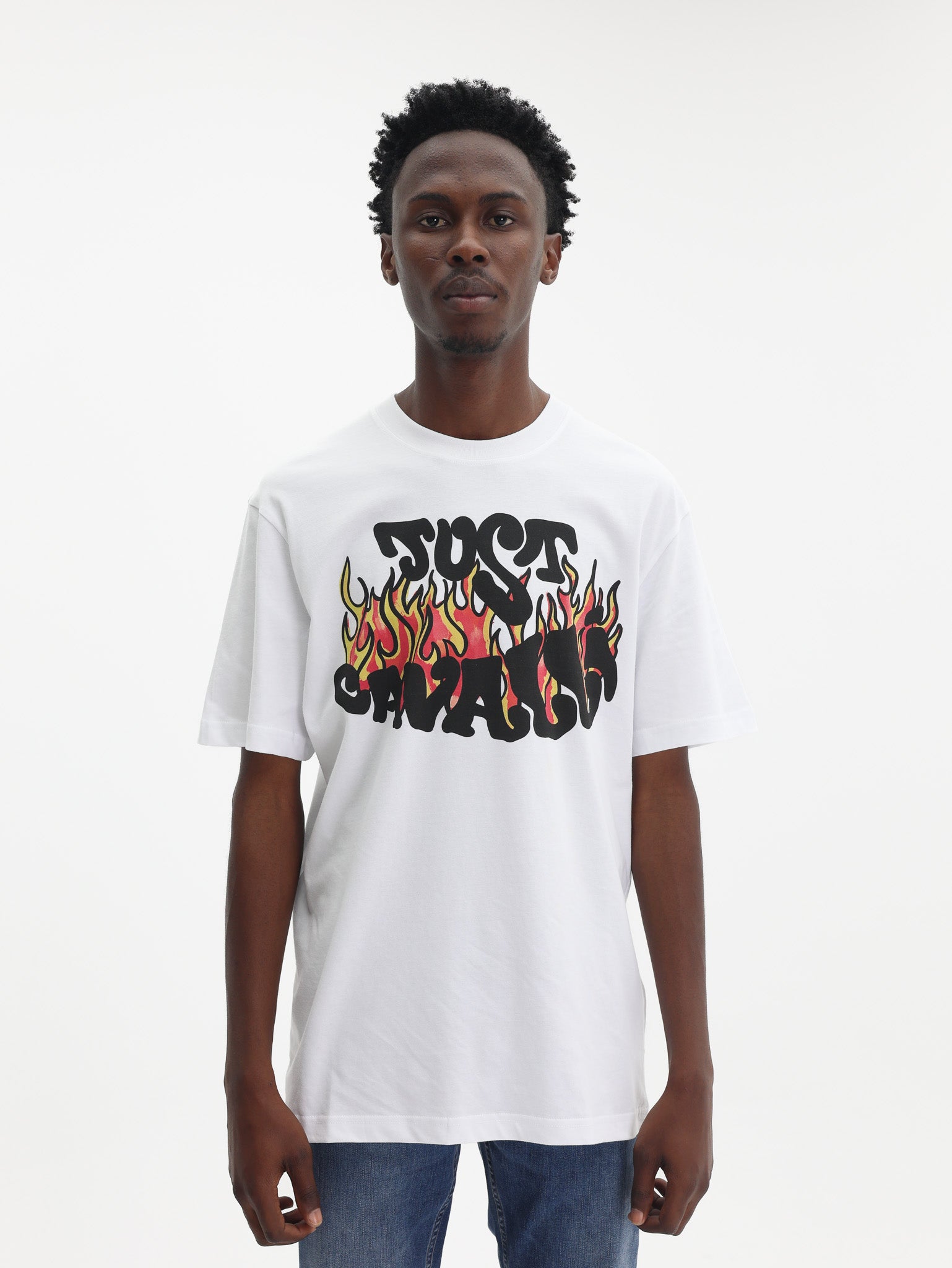 Just Cavalli T-Shirt Logo Flames White-AL Capone Premium