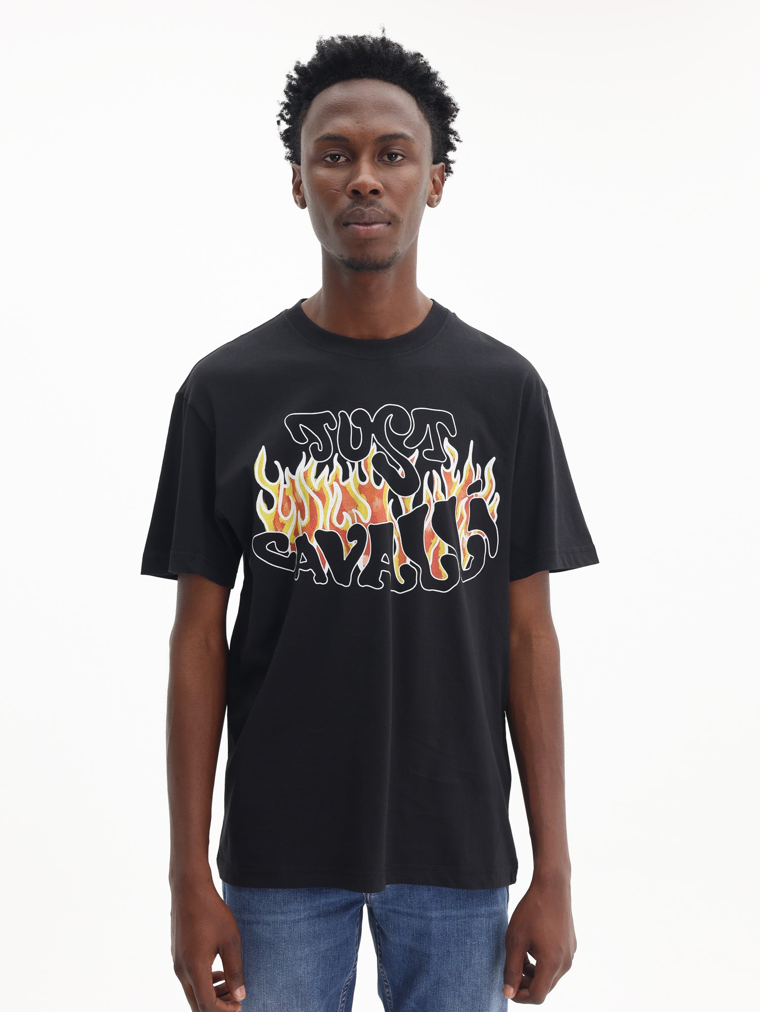 Just Cavalli T-Shirt Logo Flames Black-AL Capone Premium