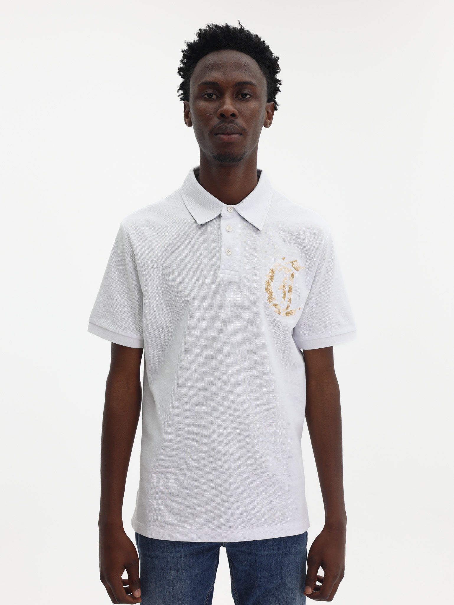 Just Cavalli Golfer Flower Embroidery White-AL Capone Premium