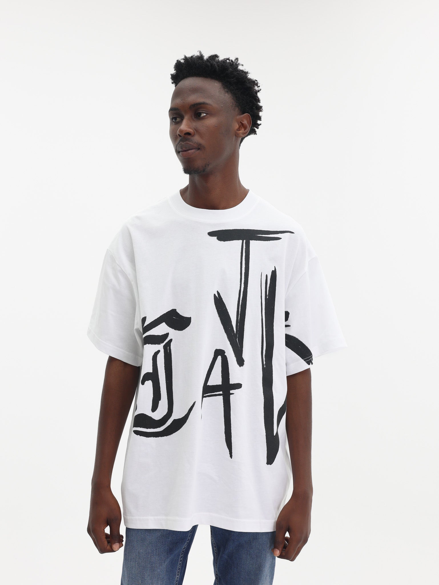 Just Cavalli T-Shirt Maxi Side Logo White-AL Capone Premium