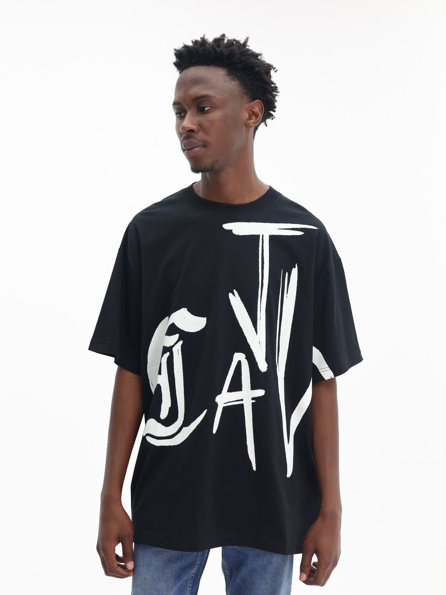 Just Cavalli T-Shirt Maxi Side Logo Black-AL Capone Premium