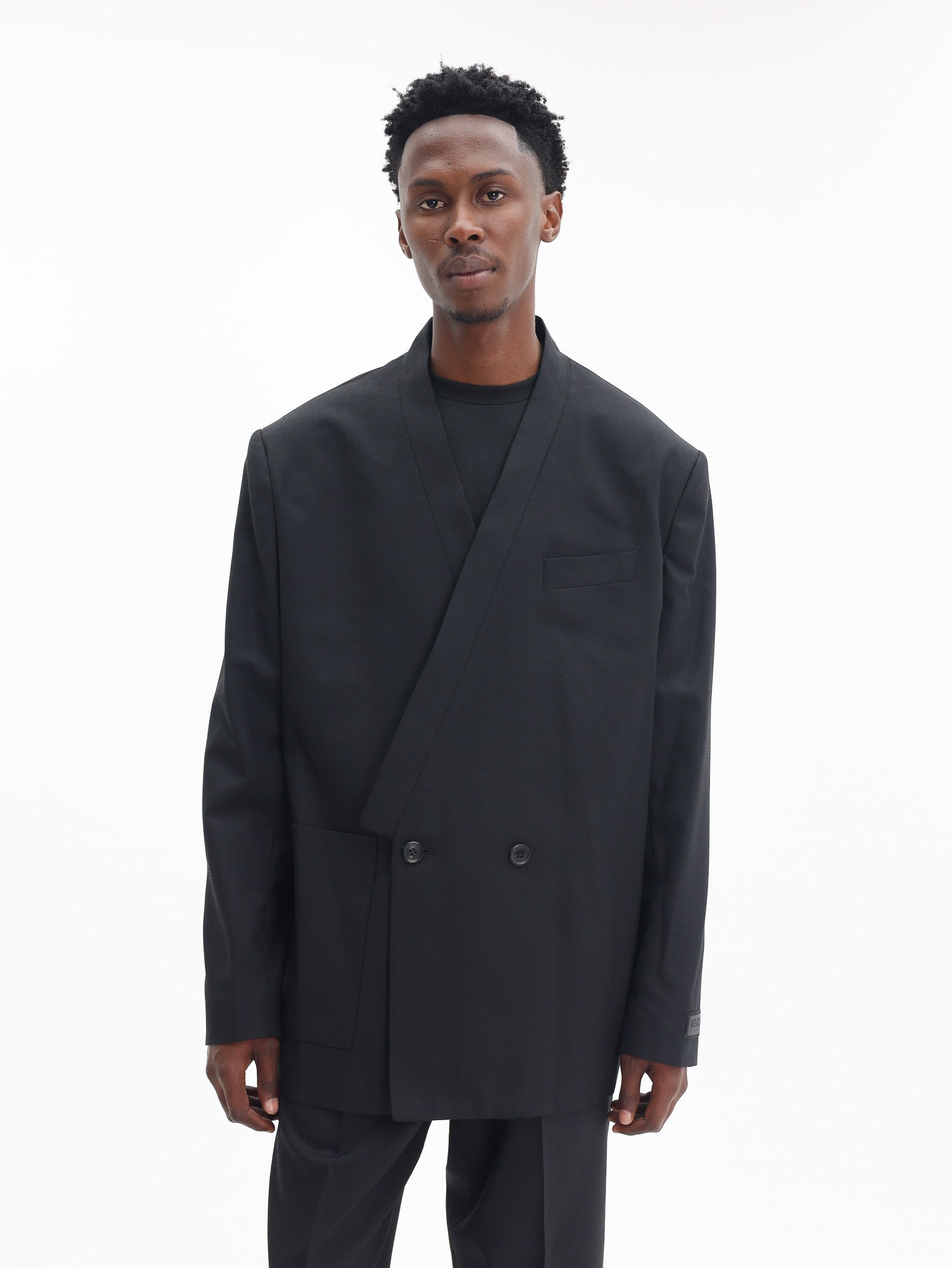 Kenzo Weave Blazer Tailored Wool Jacquard Black-AL Capone Premium