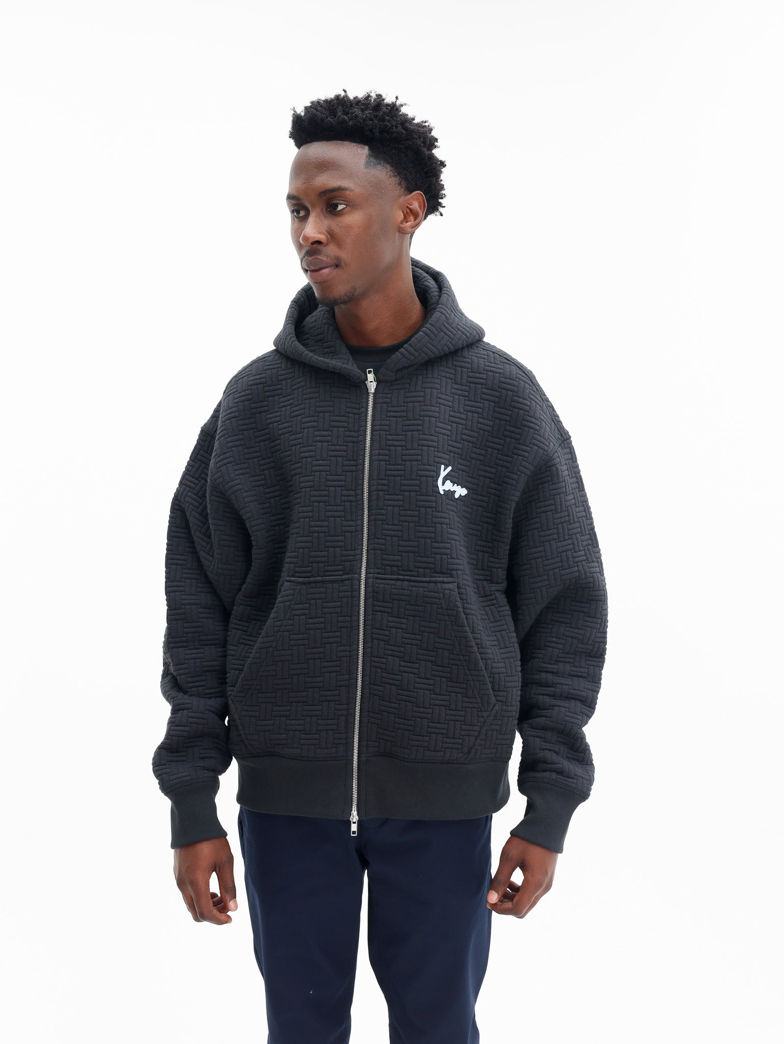 Kenzo Zip Up Hoodie Boxy Black-AL Capone Premium