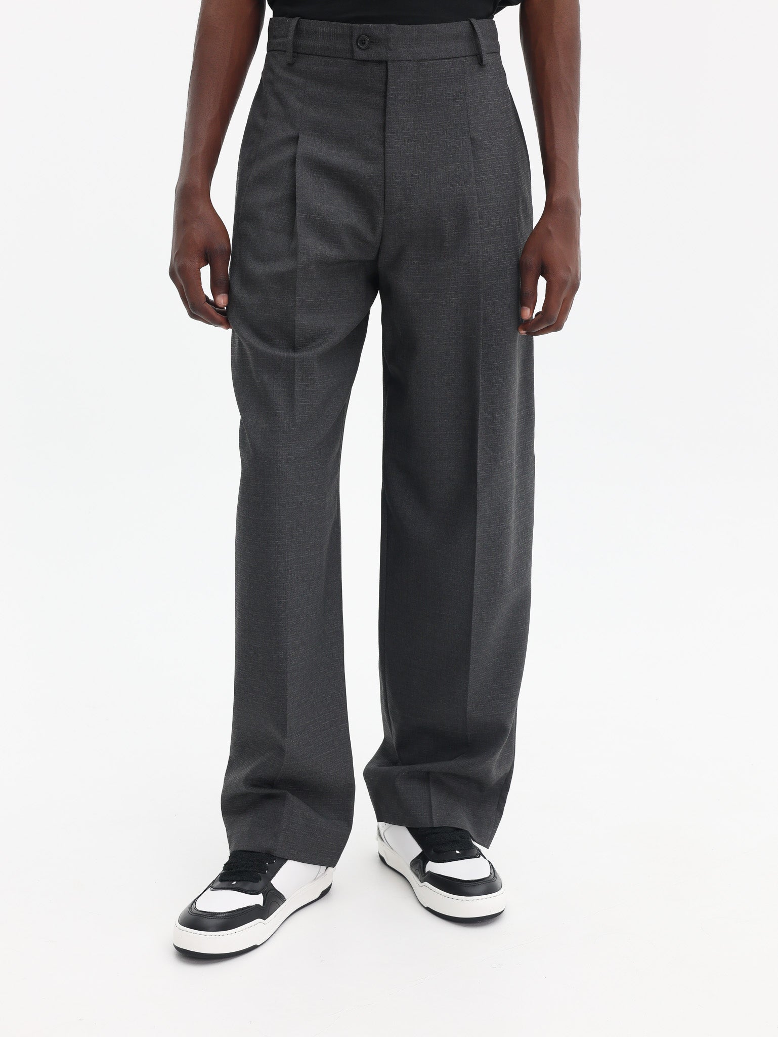 Kenzo Weave Pants Straight Tailored Wool Jacquard Taupe-AL Capone Premium