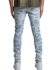 Purple Jeans Skinny Grunge Print Light Indigo