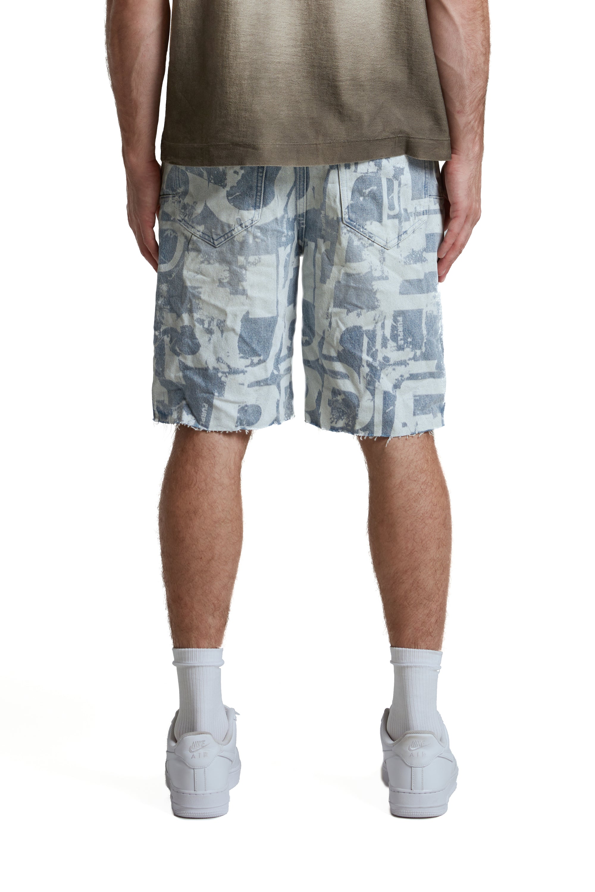 Purple Shorts Grunge Print Light Indigo-AL Capone Premium