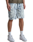 Purple Shorts Grunge Print Light Indigo