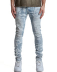 Purple Jeans Skinny Grunge Print Light Indigo