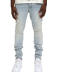 Purple Jeans Skinny Fade Distressed Light Indigo