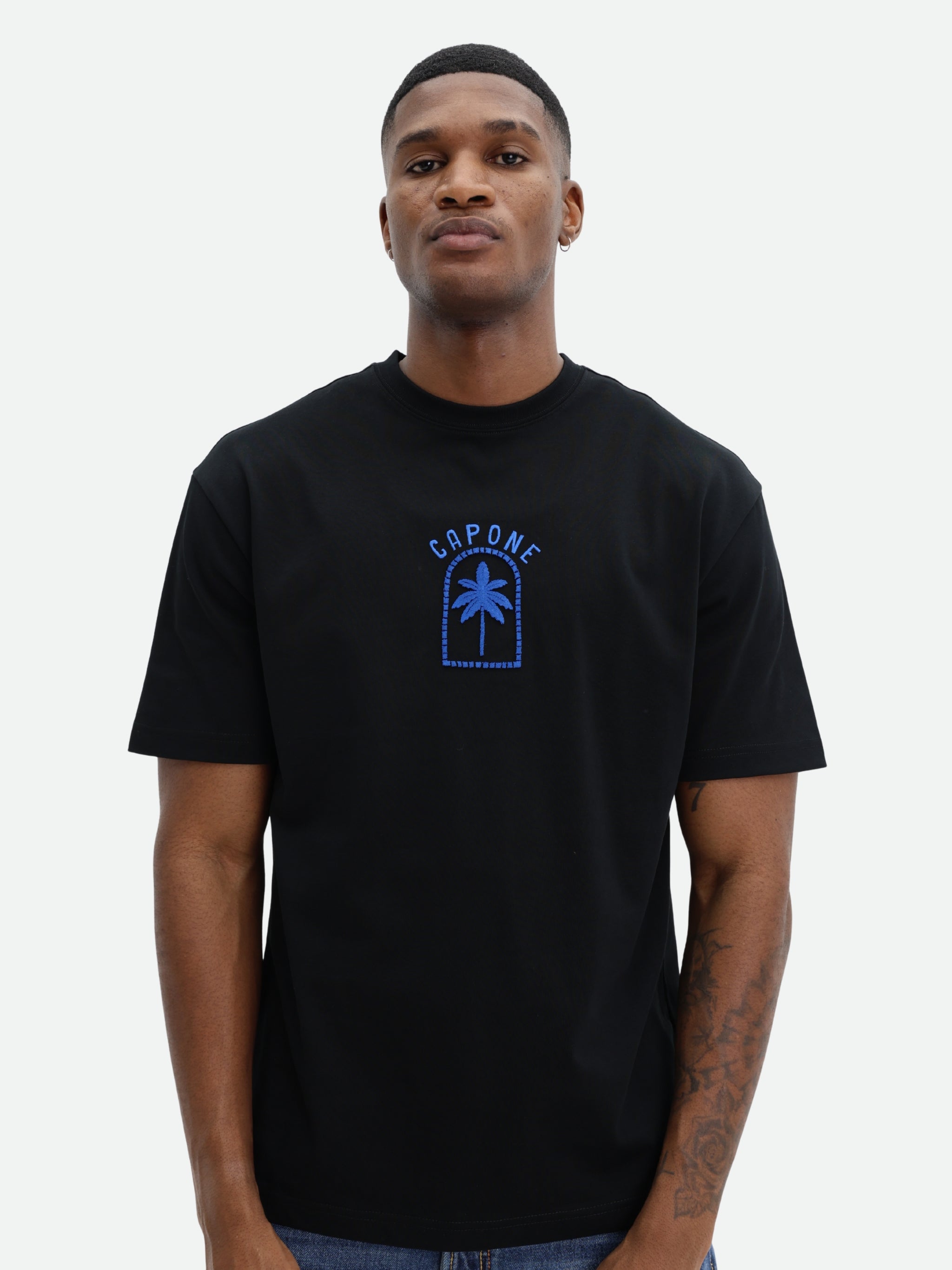 Capone T-Shirt Palm Tree Black - AL Capone Premium