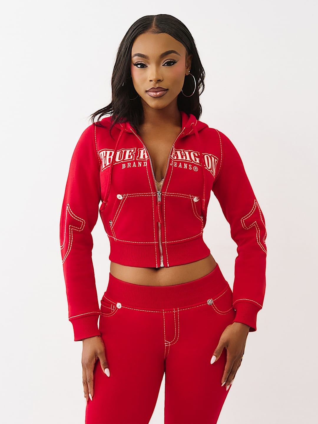 True Religion Hoodie Anniversary Big T Shrnkn Scarlet Sage - AL