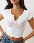 True Religion Crystal Wing V Notch Tee Optic White
