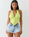 True Religion Hs Bandeau Halter Crop Top Daiquiri Green