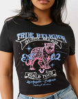 True Religion Crystal Leopard Baby Tee Jet Black