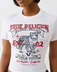 True Religion Crystal Leopard Baby Tee Optic White