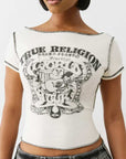 True Religion Buddha Slash Neck Ss Tee Winter White