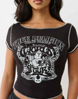 True Religion Buddha Slash Neck Ss Tee Jet Black