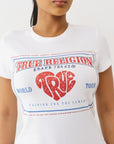 True Religion Crystal Srs Logo Crew Tee Optic White