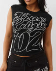 True Religion Sporty Ss Raglan Ribbed Top Jet Black