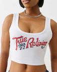 True Religion Crystal Rib Crop Tank Optic White