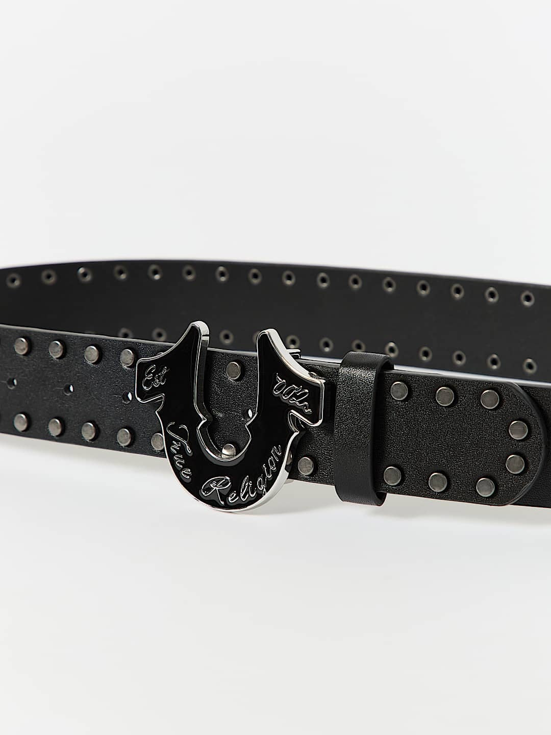 ベルト TRUE RELIGION / TRUE RELIGION STUDS BELT True Religion Hs Script Studded Belt Black - AL Capone Premium