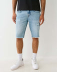 True Religion Ricky Sn Flap Fray Hem Short Cruiseline Medium Wash W/ Rips