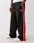 True Religion Snap Off Baggy Track Pants Jet Black