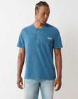 True Religion Ss Pique Mineral Patch Henley Midnight