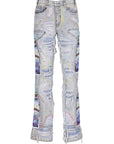 Who Decides War Jeans Stud Distressed With Side Embroidery Sky