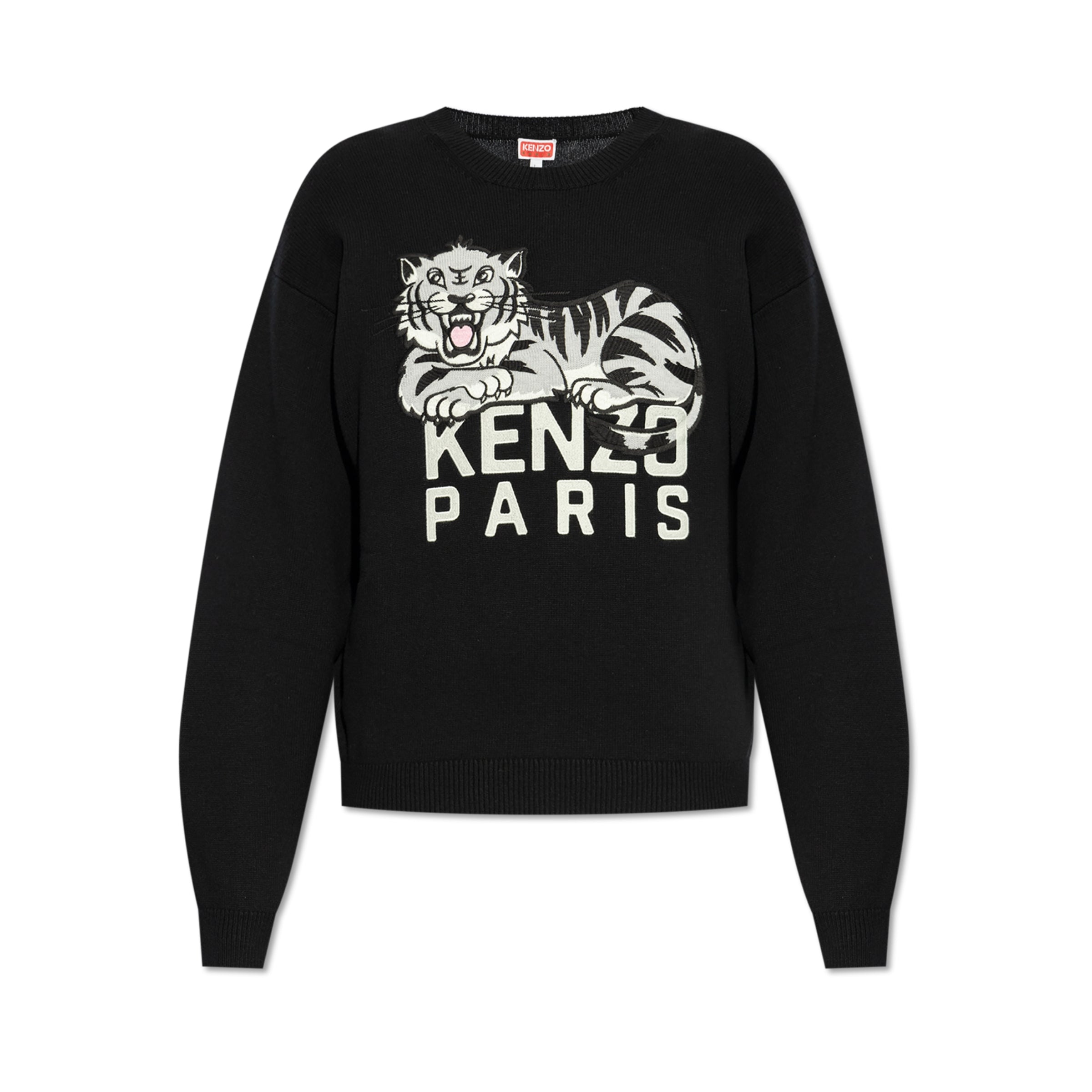 Kenzo Sweater Relaxed Tiger On Logo Black-White – AL Capone Premium