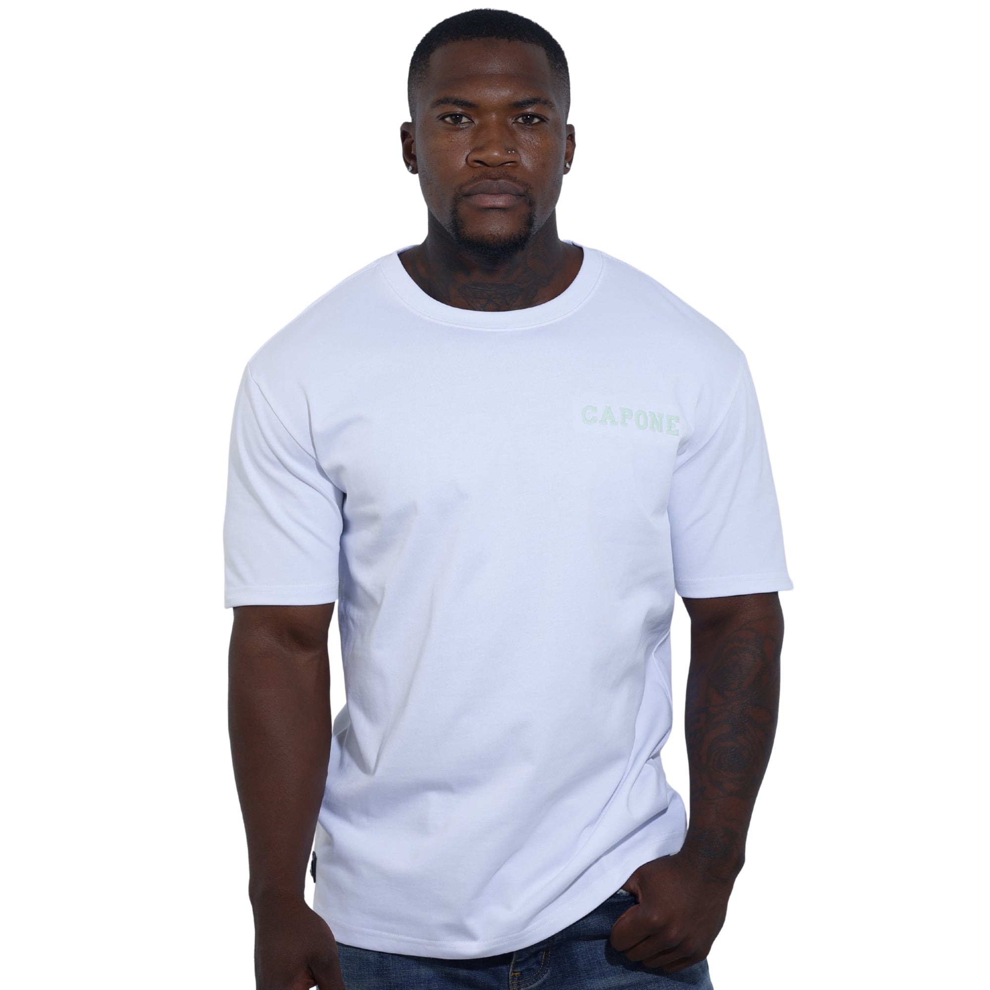 Capone T-Shirt Mexican Crochet White-AL Capone Premium