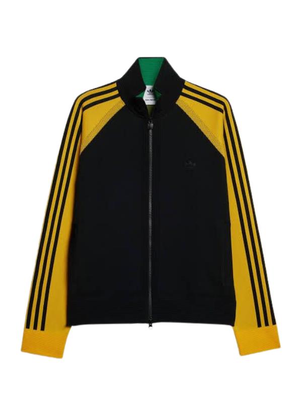 Yellow adidas jacket black stripes sale