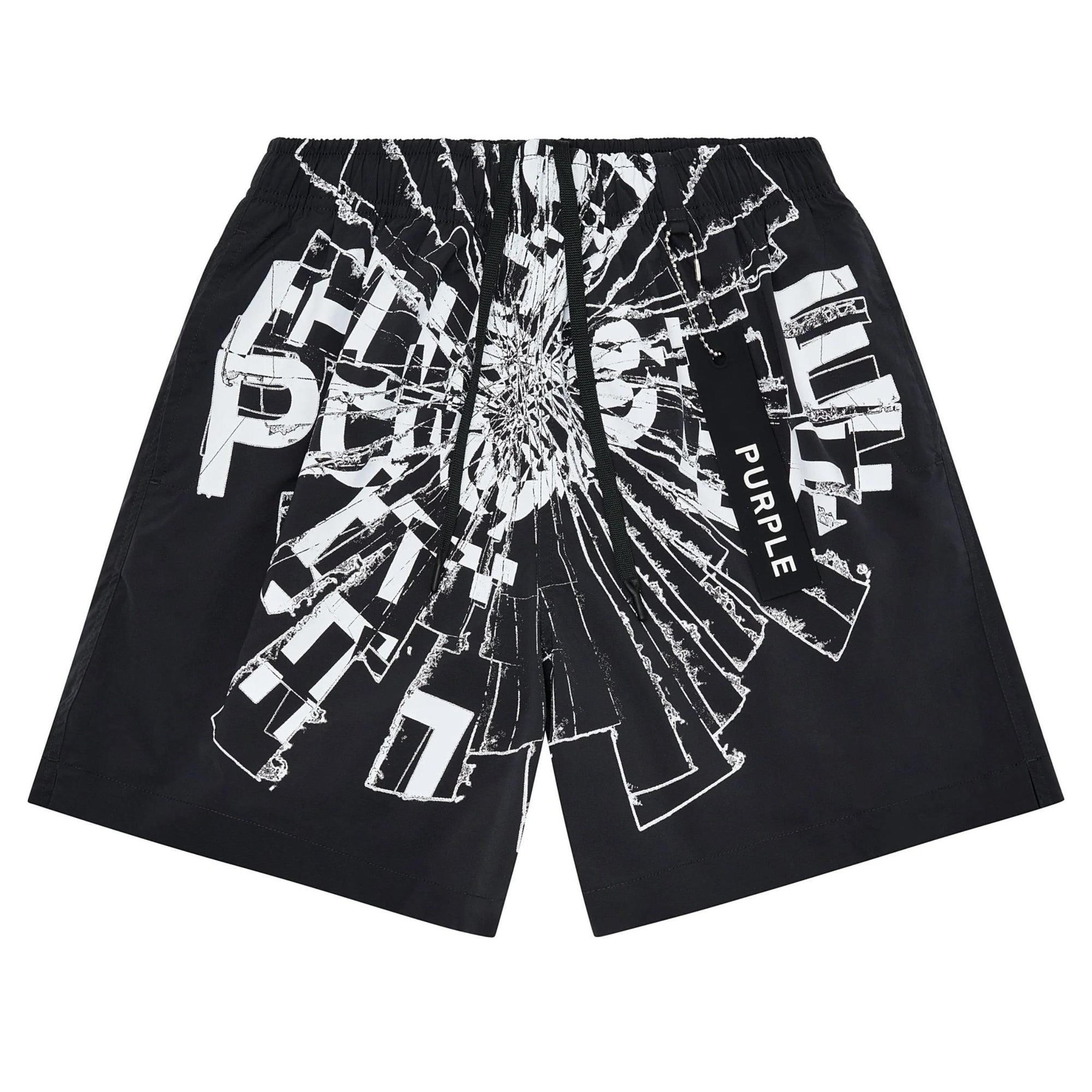 Purple Short Swim Shattered Logo Black-AL Capone Premium