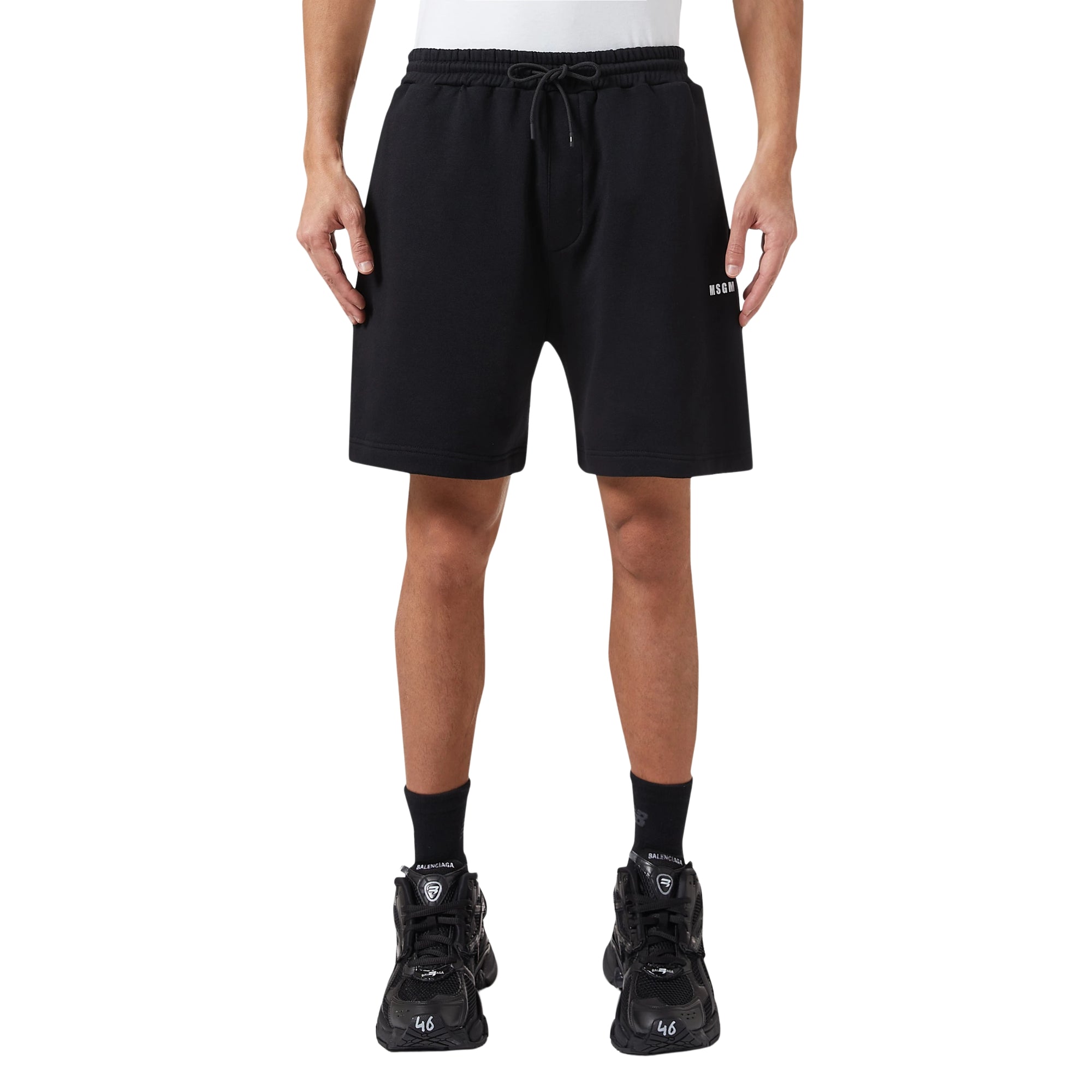 Msgm Shorts Elasticated Black-White-AL Capone Premium