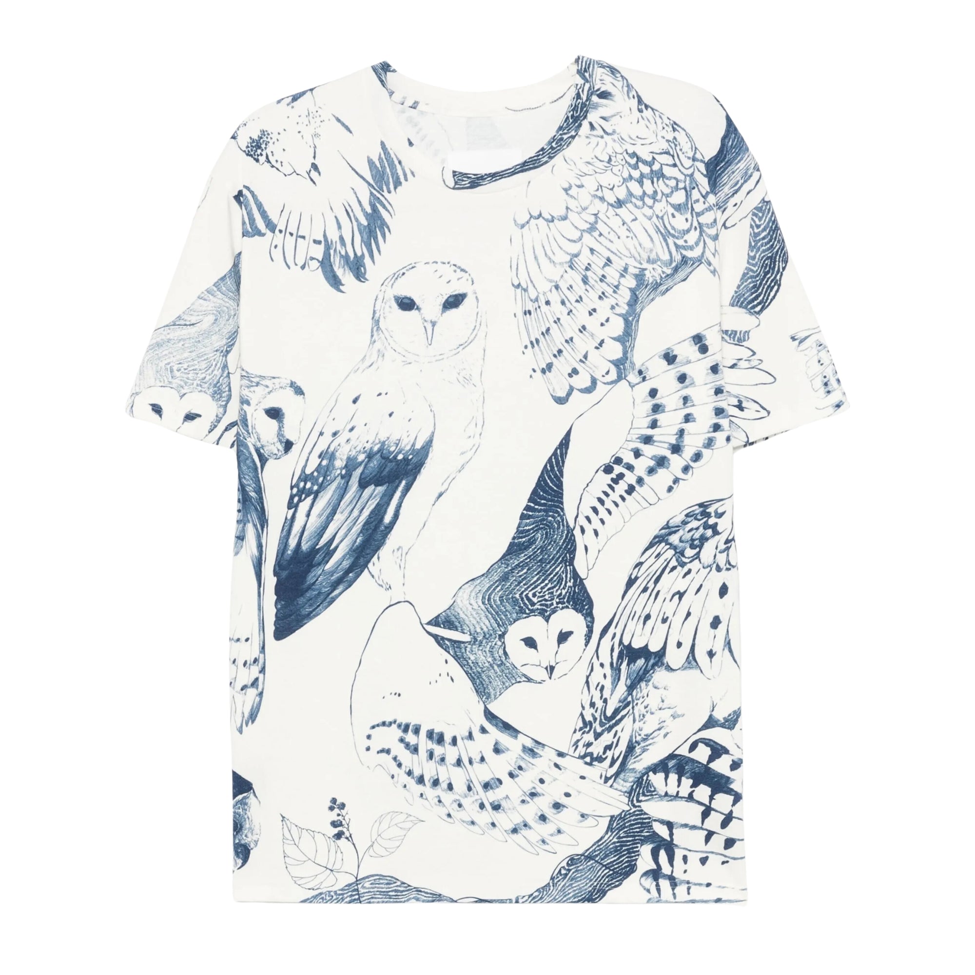Jil Sander T-Shirt Allover Owl Print White-Blue-AL Capone Premium