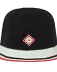 Casablanca Bucket Hat Stripe Crochet Black