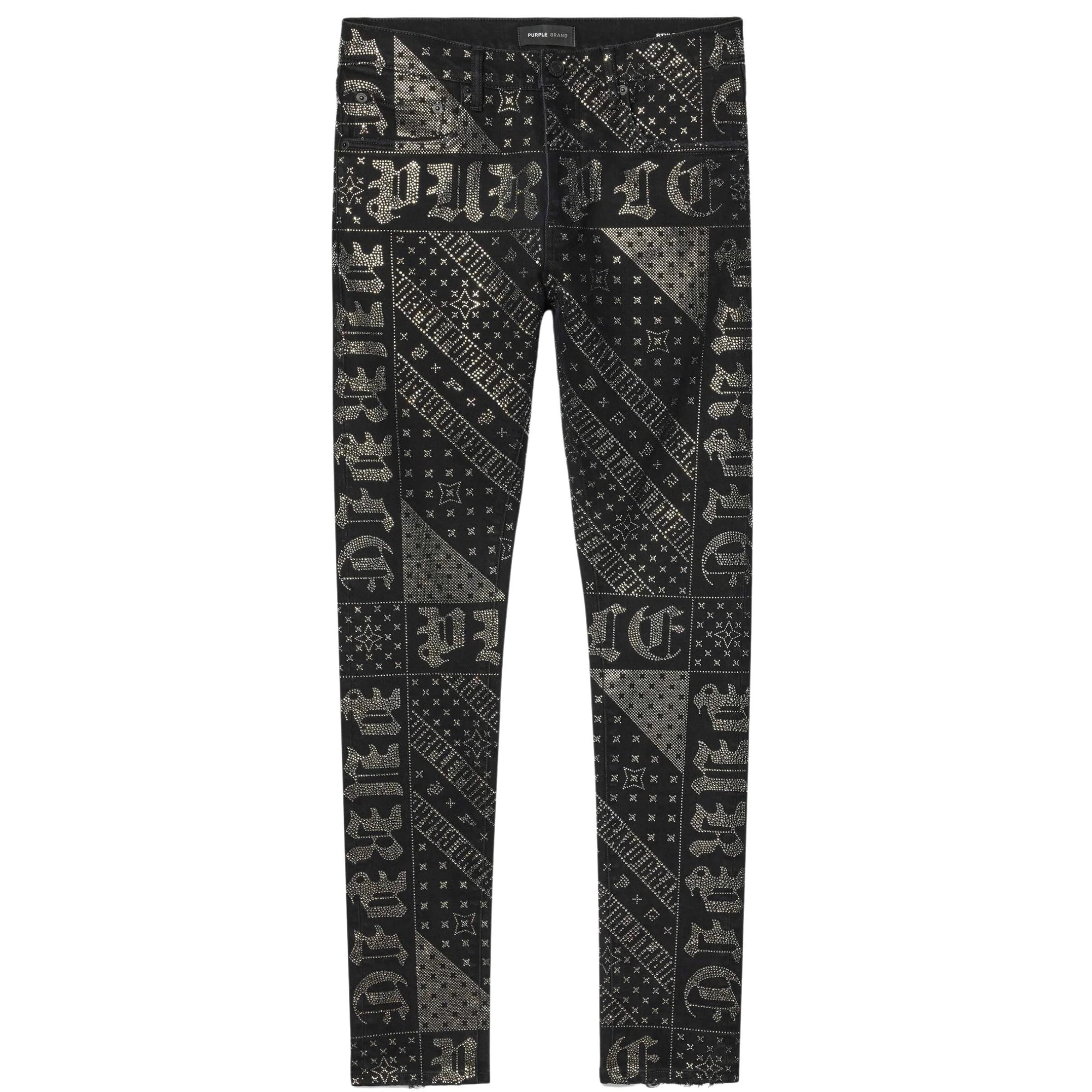 Purple Jeans Allover Print Logo Black-AL Capone Premium