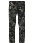 Purple Jeans Allover Print Logo Black